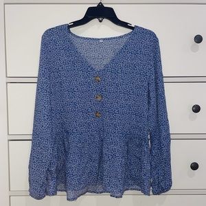 BLUE FLORAL BLOUSE WITH BUTTONS